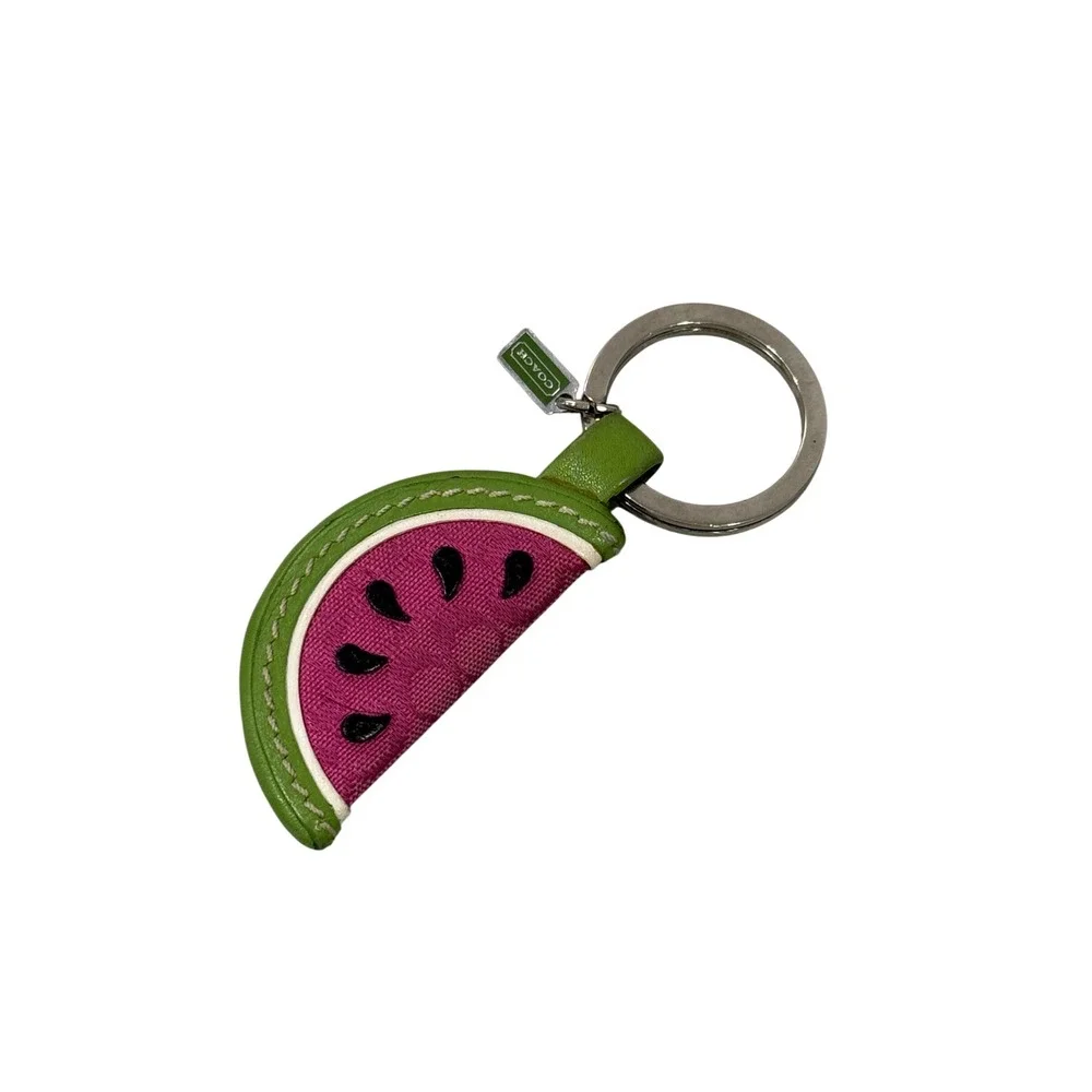 Vintage Coach Watermelon Pink Keychain Fruit Slice Purse Bag Charm Key Fob Rare